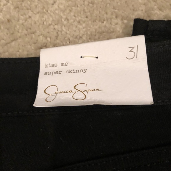 Jessica Simpson Kiss Me Super Skinny Jeans - black skinny jeans. Black denim - Picture 3 of 4